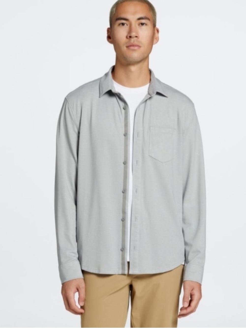 VRST Men's Long Sleeve Button Down Shirt in Silver Shadow